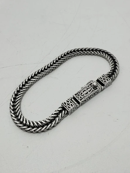 Gümüş Örme Erkek Bileklik 22cm - Cihan Albora Bilekliği - Resim 2