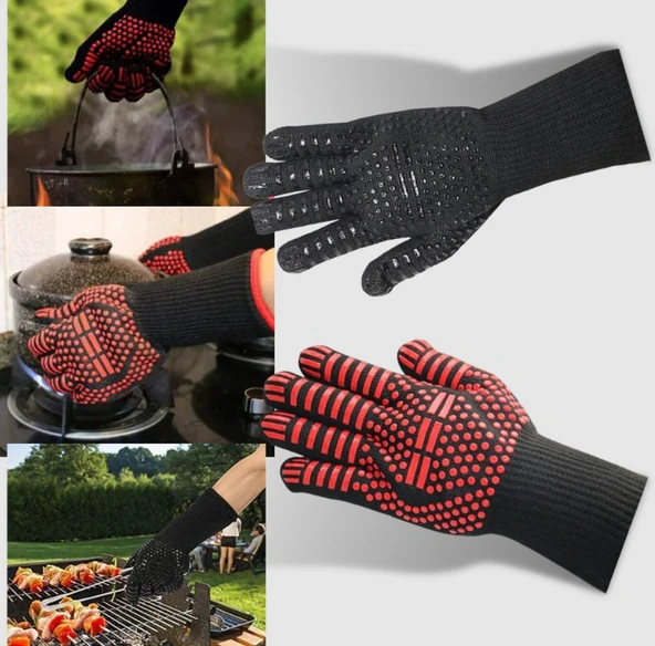 Yüksek Sıcaklık Dayanıklı Barbekü Fırın Eldiveni 32cm (1 Adet) - Resim 2