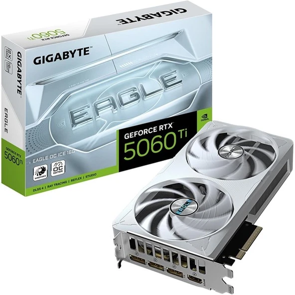 GIGABYTE 16GB RTX5060TI EAGLE OC ICE GV-N506TEAGLEOC ICE-16GD GDDR7 HDMI-DP PCIE 5.0 BEYAZ ürün görseli
