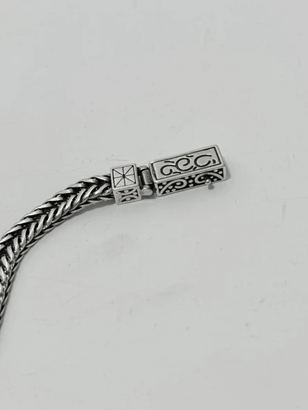 Gümüş Örme Erkek Bileklik 22cm - Cihan Albora Bilekliği - Resim 7