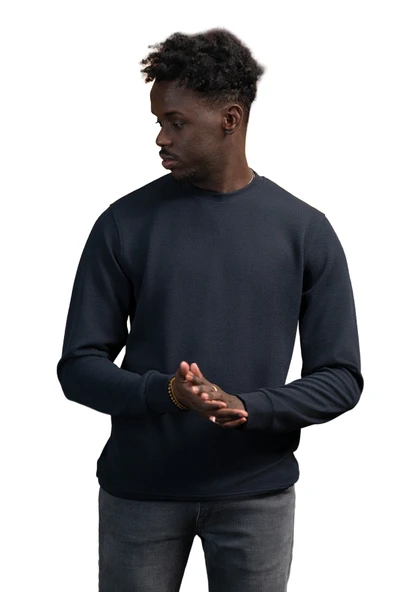 Dorss Regular Fit Armürlü Bisiklet Yaka Likralı Mevsimlik Sweatshirt - Resim 12