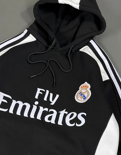 Real Madrid Logo Sweatshirt Hoodie - Resim 3