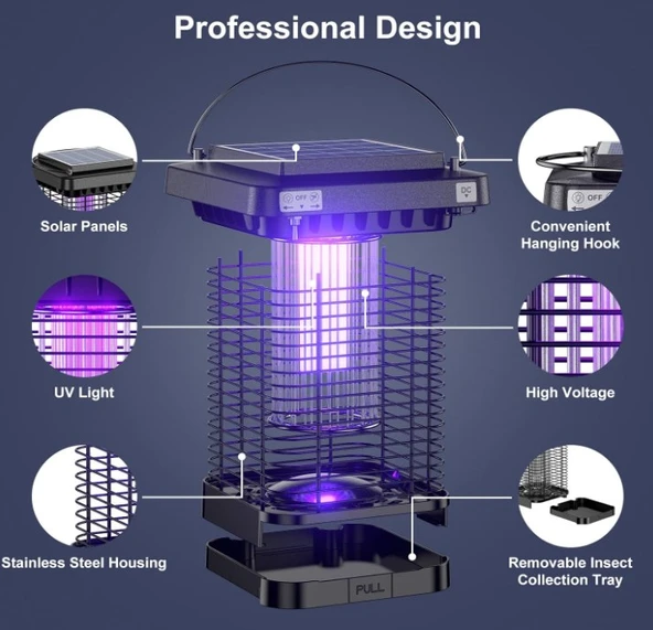 EM02 Güneş Enerjili Elektrikli Sinek Öldürücü IP65 - Resim 4