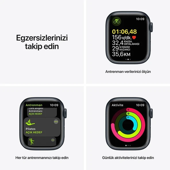 Apple Watch Series 7 Gps + Cellular, 45MM Midnight Aluminium Case With Midnight Sport Band - MKJP3TU/A (Teşhir Ürünüdür) - Resim 5