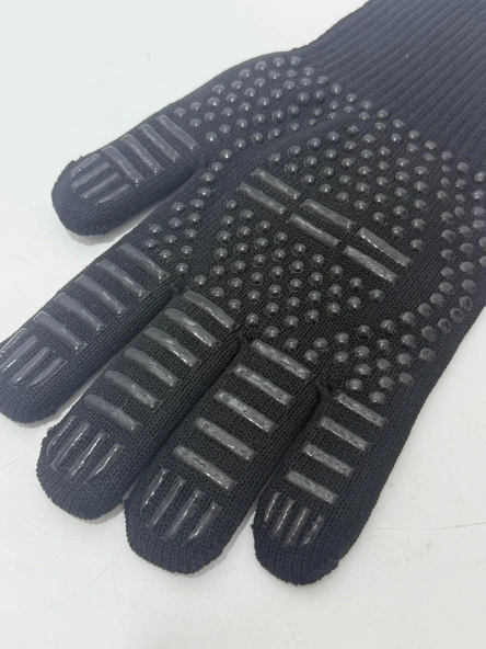 Yüksek Sıcaklık Dayanıklı Barbekü Fırın Eldiveni Siyah 32cm (1 Adet) - Resim 5