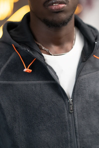 Slimfit Kapşonlu Yan Cepli Fermuarlı Spor Polar Hırka - Resim 6