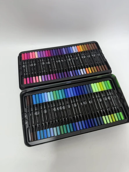 Hethrone Kaligrafi ve Boyama için Çift Uçlu Marker Seti 120 Renk - Resim 8