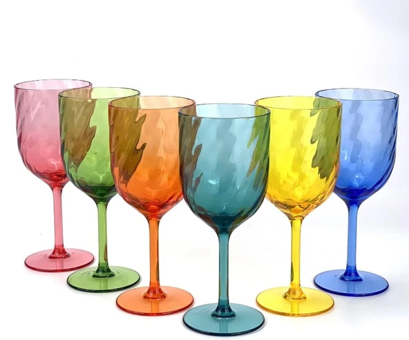 Yalin 6'lı Akrilik Şarap Kadeh Seti - Resim 6