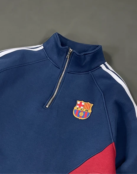 Oversize Half Zip Barcelona Sweatshirt - Resim 3