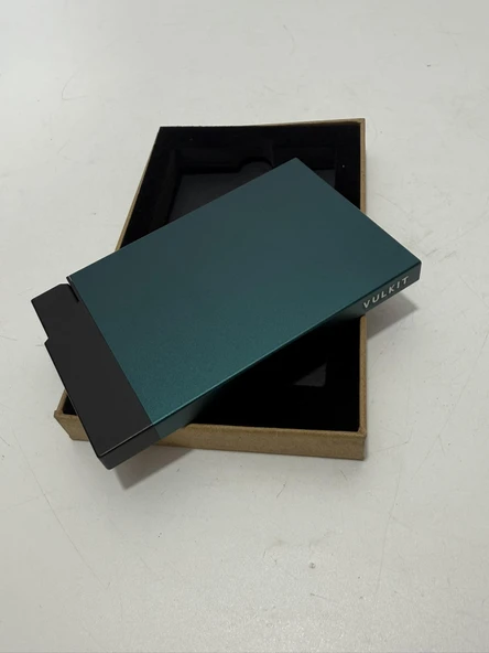 Volkit Rfid Korumalı Metal Kartlık Cüzdan (Yeşil-Siyah) - Resim 3