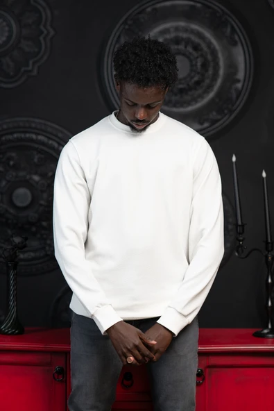 Dorss Regular Fit Armürlü Bisiklet Yaka Likralı Mevsimlik Sweatshirt - Resim 4