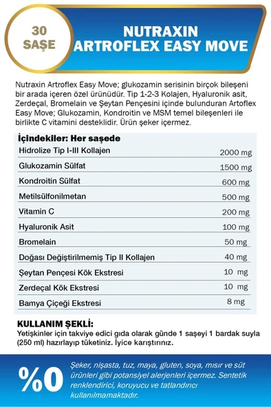 Nutraxin Artroflex Easy Move Saşe 30x6 gr - Glukozamin Kolajenc Msm Bromelain - Resim 2