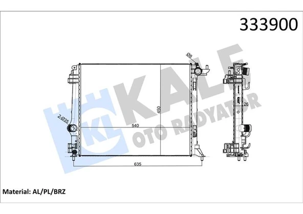 KALE 0520241AB RADYATÖR MGN IV 1.5DCI-1.6 DCI AC MEK. ATOM. AL PL BRZ 214102235R ürün görseli 1