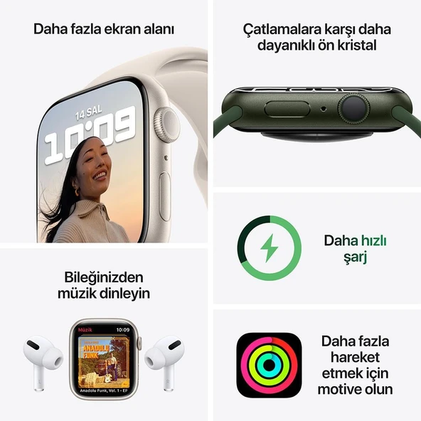 Apple Watch Series 7 Gps + Cellular, 45MM Midnight Aluminium Case With Midnight Sport Band - MKJP3TU/A (Teşhir Ürünüdür) - Resim 4
