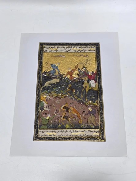 Geyiklerin Yaşam Mücadelesi Adlı El Yapımı Minyatür Resim 30x20 cm - Resim 2