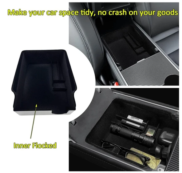 Tesla Model 3 ve Model Y Kadife Kaplama Orta Konsol Düzenleyici - Resim 3