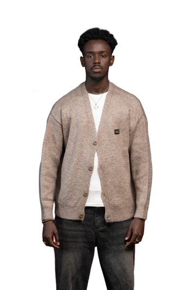 Oversize V Yaka Düğme Kapamalı Salaş Model Hırka - Resim 7