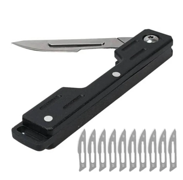 Katlanabilir Mini Neşter 24 Numara (10 Adet Yedek Bıçaklı) ürün görseli