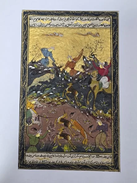 Geyiklerin Yaşam Mücadelesi Adlı El Yapımı Minyatür Resim 30x20 cm ürün görseli 1