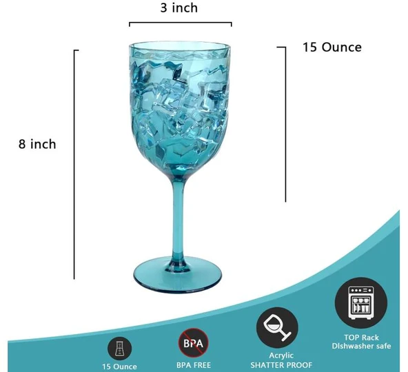 Yalin 6'lı Akrilik Şarap Kadeh Seti - Resim 4