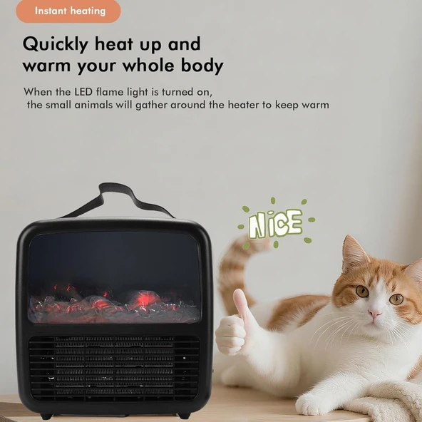 Haofy Ev Ofis, Küçük Yatak Odası, Yurt Odası Için Gerçekçi 3D Yangın Etkisi Ve Aşırı Isınma Koruması Ile Taşınabilir Alan Isıtıcı 1500W (AB fişi 230V) - Resim 4