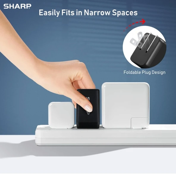 Sharp GaN Usb A ve Usb C Şarj Adaptörü 45W - Resim 4