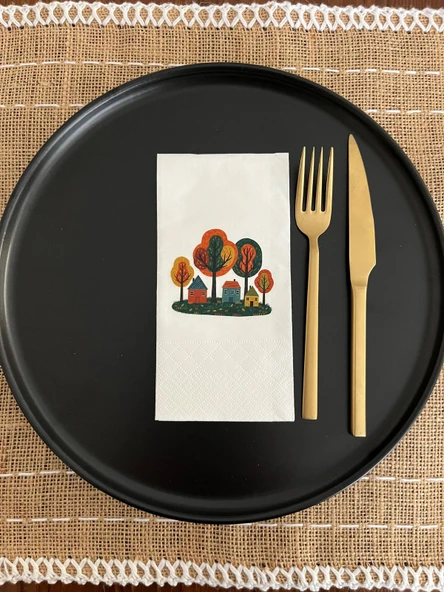 Sonbahar Renkli Baskılı Peçete Beyaz 16 Adet ürün görseli