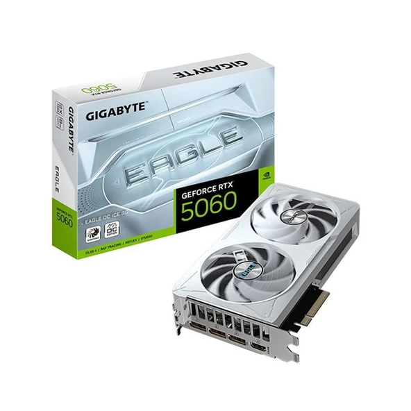 GIGABYTE 8GB RTX5060 EAGLE OC ICE GV-N5060EAGLE OC ICE-8GD GDDR7 HDMI-DP PCIE 5.0 BEYAZ ürün görseli 1