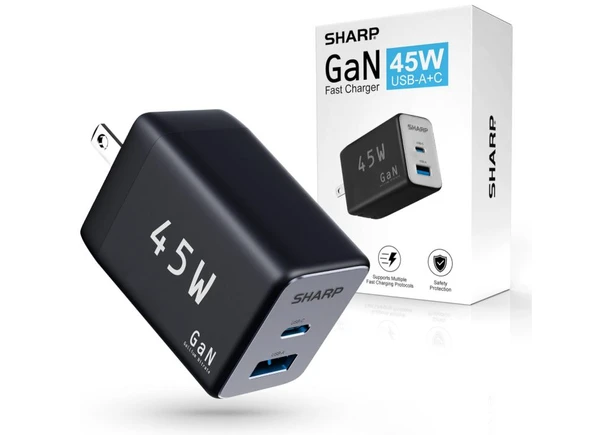 Sharp GaN Usb A ve Usb C Şarj Adaptörü 45W - Resim 2