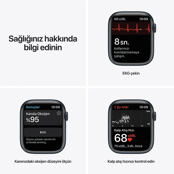 Apple Watch Series 7 Gps + Cellular, 45MM Midnight Aluminium Case With Midnight Sport Band - MKJP3TU/A (Teşhir Ürünüdür) - Resim 7