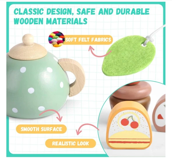 Gagaku Ahşap Oyuncak Çay Seti 23 Parça - Resim 2