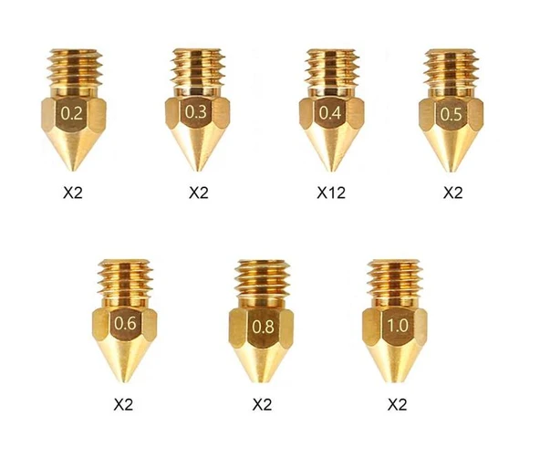 Creality Ender 3 Pirinç Nozzle Seti 24 Adet ürün görseli