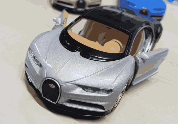 Oyuncak Metal Model Araba 1/36 Çek Bırak Bugatti Chiron Gri - Resim 3