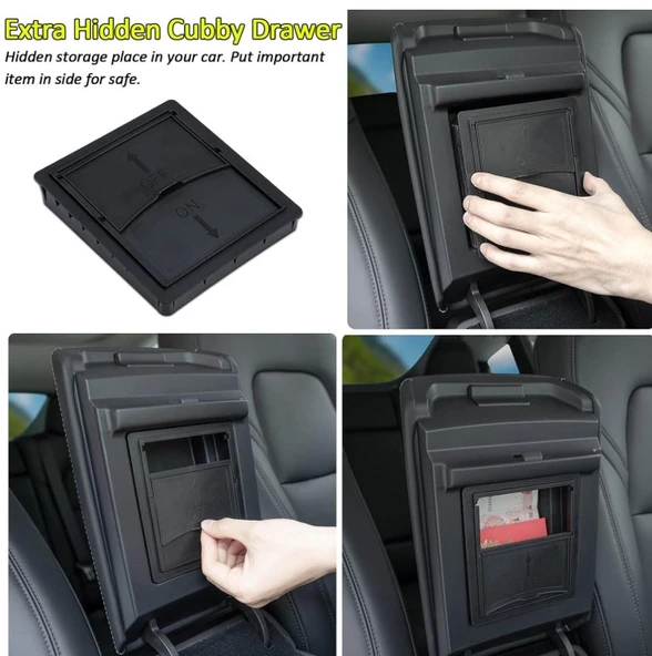 Tesla Model 3 ve Model Y Kadife Kaplama Orta Konsol Düzenleyici - Resim 4