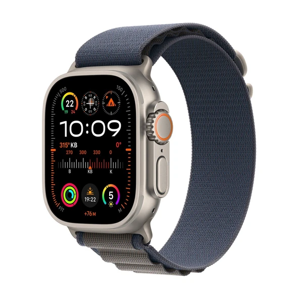 Apple Watch Ultra 2 Natürel Titanyum Kasa ve Mavi Alpine Loop Orta Boy MREP3TU/A (Teşhir Ürünüdür) ürün görseli 1
