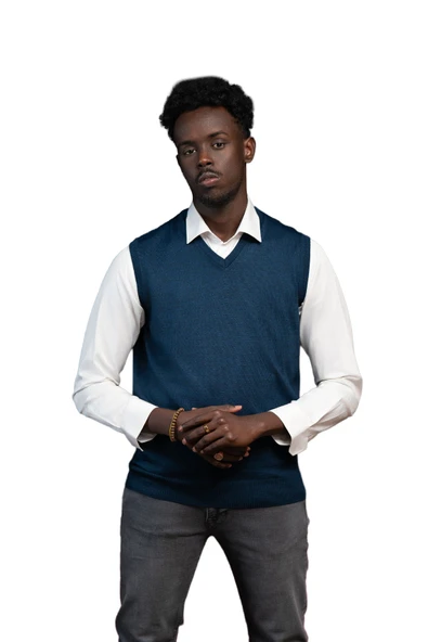 V Yaka Regular Fit Yünlü Kolsuz Triko Süveter ürün görseli 1