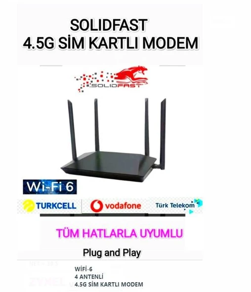 SOLIDFAST Wifi 6 4G VoLTE 1 PORT Antenli Router 4 ANTEN SCT-LTE4G WIFI 6 - Resim 2