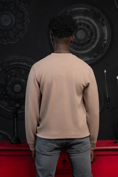 Dorss Regular Fit Armürlü Bisiklet Yaka Likralı Mevsimlik Sweatshirt - Resim 9