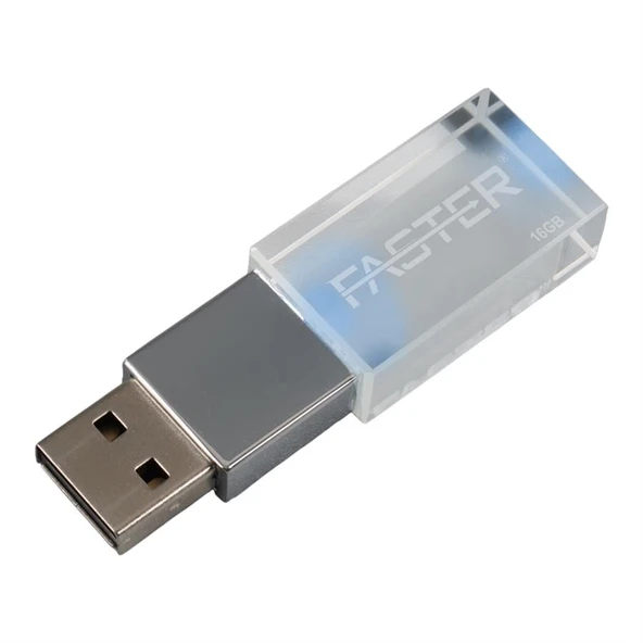 Faster 16 GB Mimi Serisi USB 3.0 Yüksek Hızlı Mavi Işıklı Metal Flash Bellek ürün görseli 1