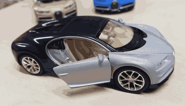 Oyuncak Metal Model Araba 1/36 Çek Bırak Bugatti Chiron Gri - Resim 2