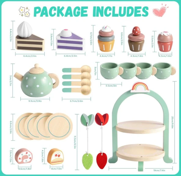 Gagaku Ahşap Oyuncak Çay Seti 23 Parça - Resim 5