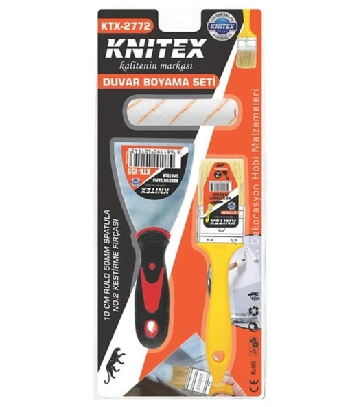 Ev Dekorasyonu ve Boyama Seti  10cm Rulo 50mm Spatula No:2 Kestirme Fırçası - Resim 2