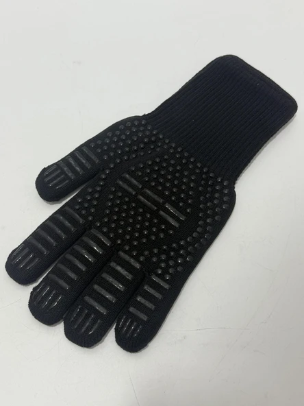 Yüksek Sıcaklık Dayanıklı Barbekü Fırın Eldiveni Siyah 32cm (1 Adet) - Resim 4