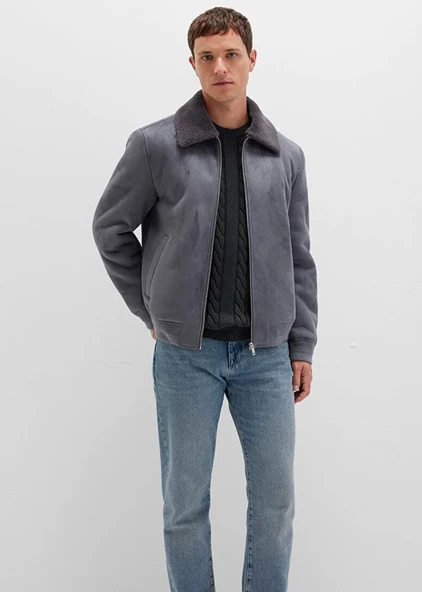 Mavi M0110450-80776 Suni Kürk Detaylı Suni Süet Ceket Erkek Ceket - Resim 2