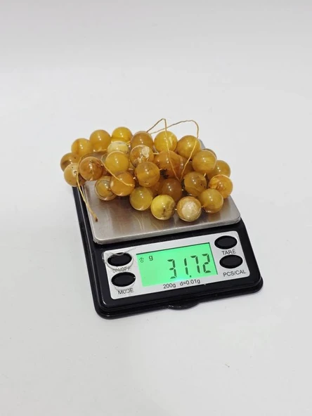 Doğal Kaya Damla Kehribar Tesbih 33lük 31,70 Gram - Resim 9