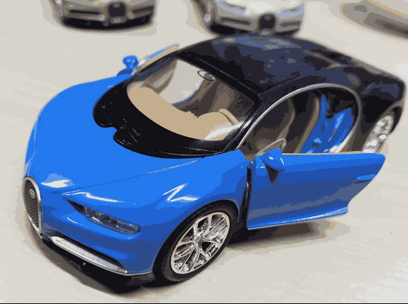 Oyuncak Metal Model Araba 1/36 Çek Bırak Bugatti Chiron Mavi - Resim 2