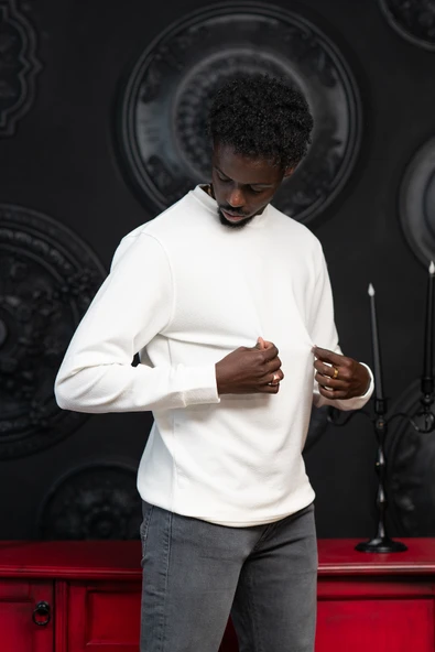 Dorss Regular Fit Armürlü Bisiklet Yaka Likralı Mevsimlik Sweatshirt - Resim 2