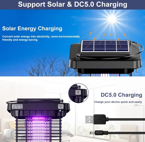 EM02 Güneş Enerjili Elektrikli Sinek Öldürücü IP65 - Resim 6