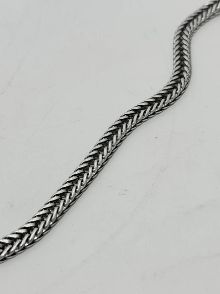 Gümüş Örme Erkek Bileklik 22cm - Cihan Albora Bilekliği - Resim 5