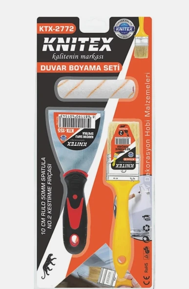 Ev Dekorasyonu ve Boyama Seti  10cm Rulo 50mm Spatula No:2 Kestirme Fırçası ürün görseli 1